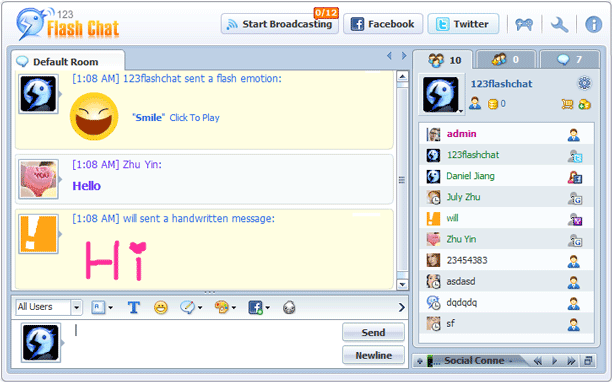 Social Connect Chat of 123 Flash Chat, Chat Software