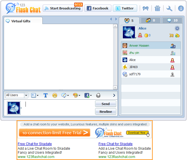 Banner Advertisement of 123FlashChat, Video Chat, Flash Chat, Chat Software, PHP Chat