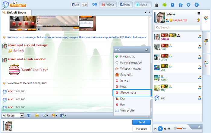 Mute Without Notice, 123 Flash Chat Software