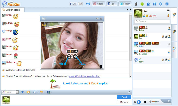 Video Window of 123FlashChat, Video Chat, Flash Chat, Chat Software, PHP Chat