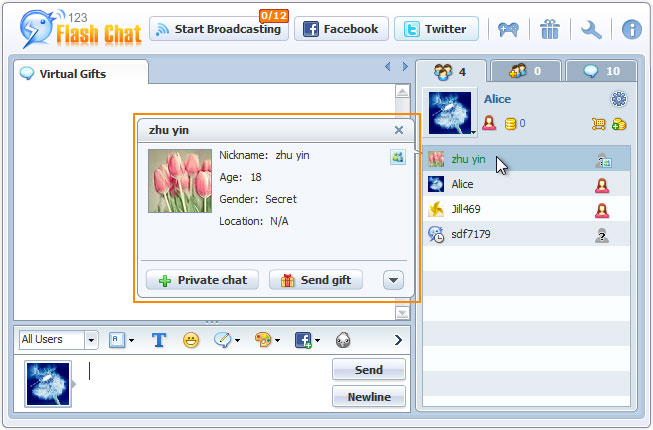 Trigger Profile of 123FlashChat, Flash Chat, Flash Software, PHP Chat, HTML Chat, Chat App